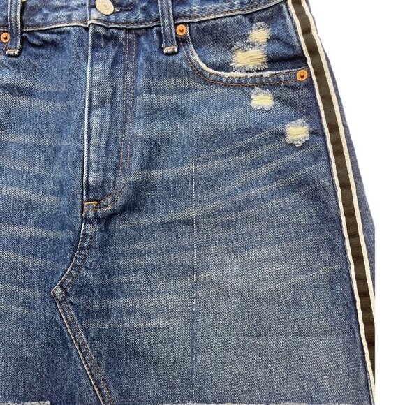 ABERCROMBIE & FITCH‎ Vintage A-Line Skirt Size 27/4 Mini Distressed Blue Denim - Picture 3 of 15